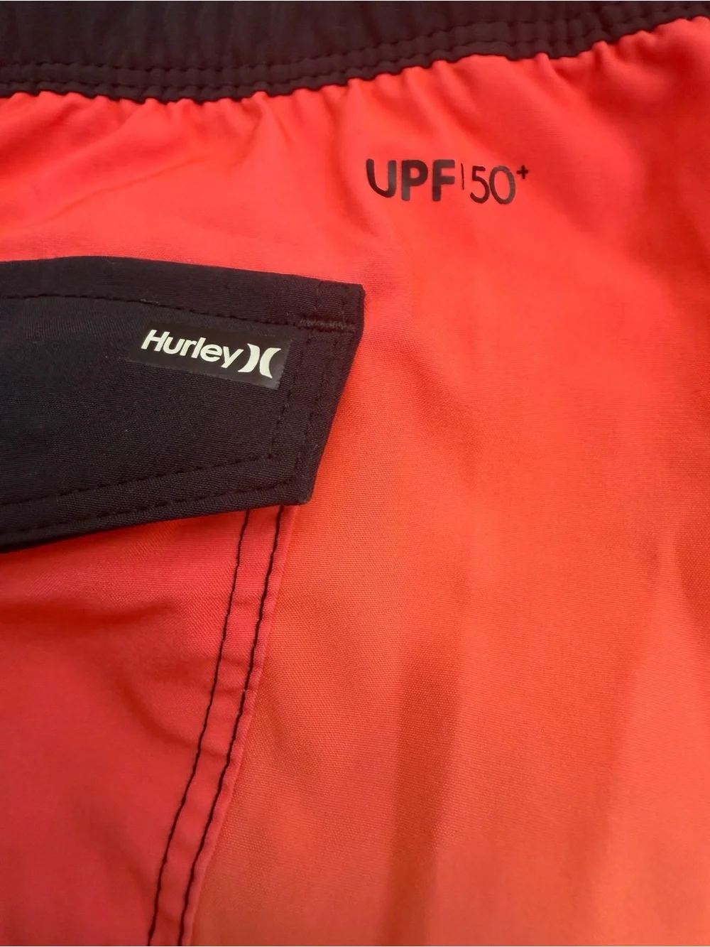 Hurley Red Swim Shorts with Black Waistband and Pocket
